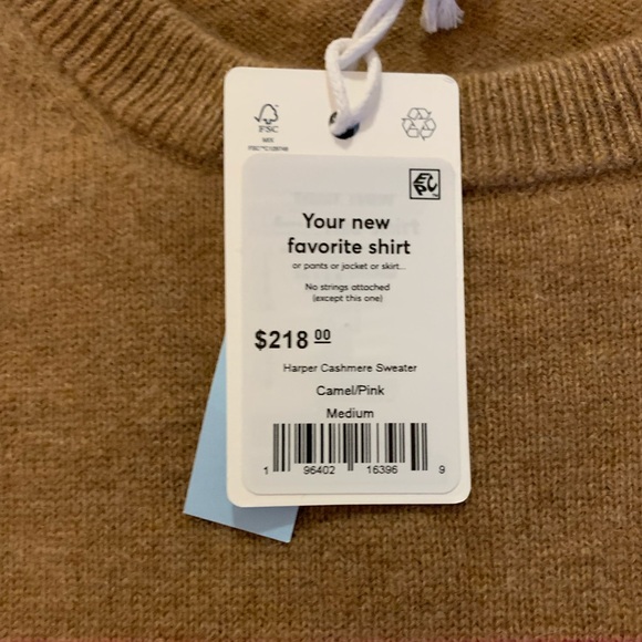 Marine Layer NEW NWT Women’s M Harper Camel / Pink Striped Cashmere Sweater - Picture 11 of 12